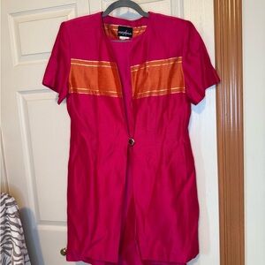 Vintage Positive Attitude Fuchsia & Orange Dress & Jacket Set - 12